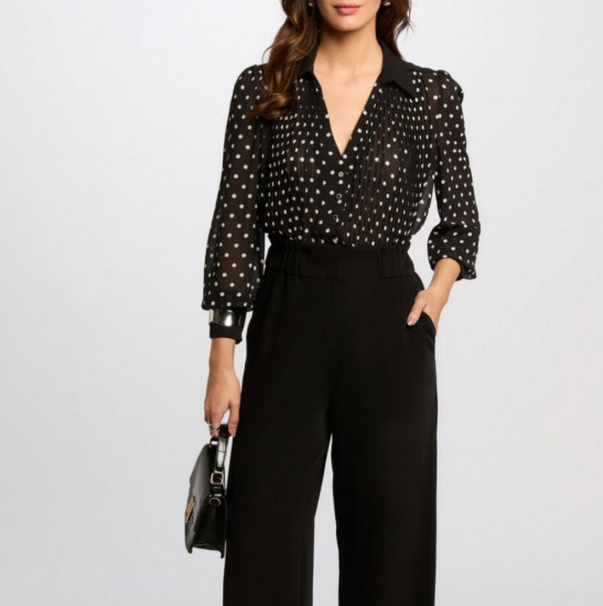 Chemisier à pois noir femme