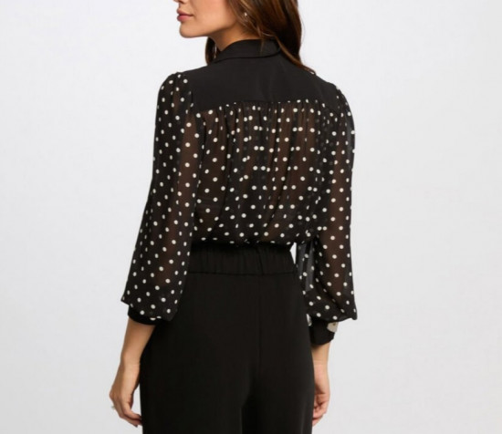 Chemisier à pois noir femme