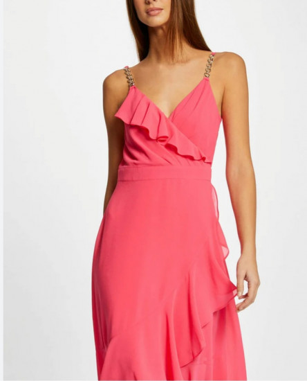 Robe rose longue à bretelles