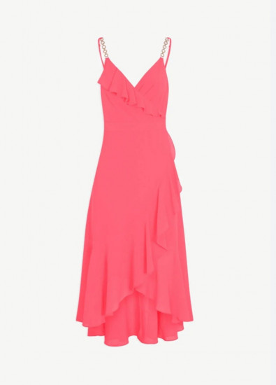 Robe rose longue à bretelles