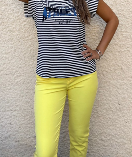 Pantalon corsaire jaune femme