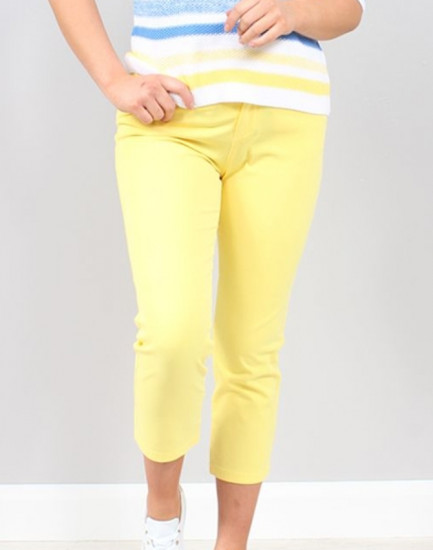 Pantalon corsaire jaune femme