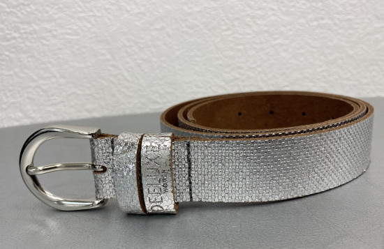 Ceinture brillant argent cuir femme