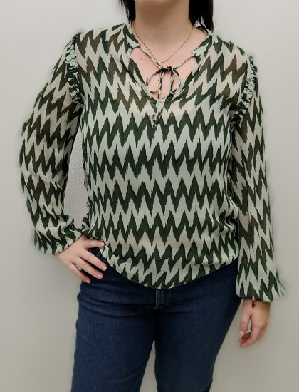 Blouse verte imprimée femme
