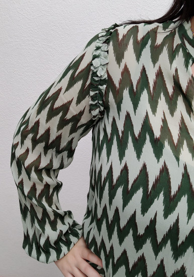 Blouse verte imprimée femme