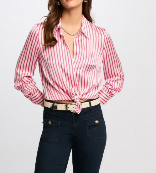 Chemise rayée rose femme