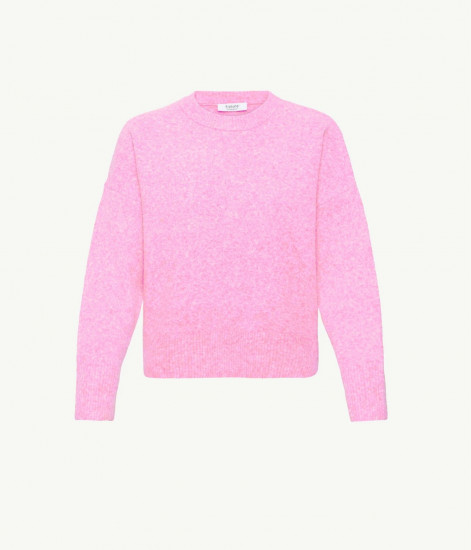 Pull col rond rose femme