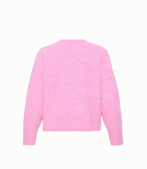 Pull col rond rose femme