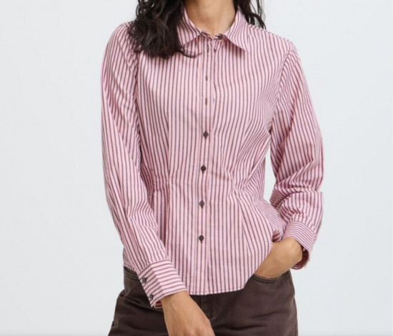 Chemise rayée rose et grise femme