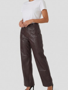 Pantalon large en similicuir femme