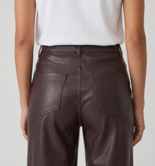 Pantalon large en similicuir femme