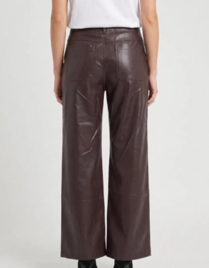 Pantalon large en similicuir femme