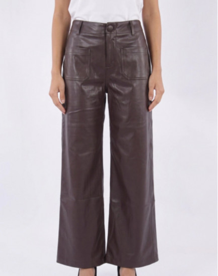 Pantalon large en similicuir femme