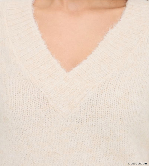 Pull col v beige femme