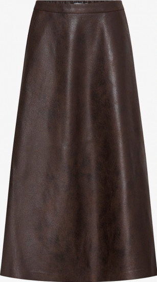 Jupe en simili cuir chocolat femme