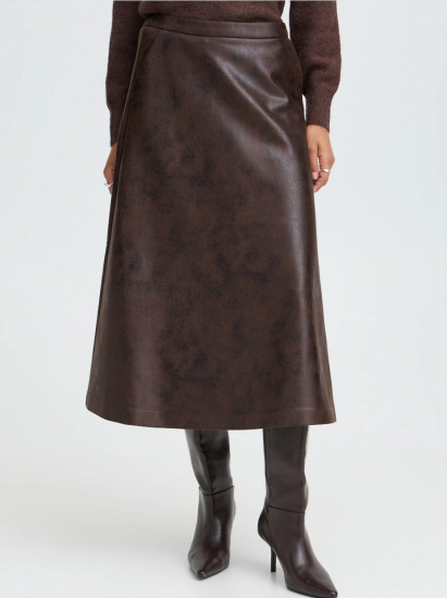 Jupe en simili cuir chocolat femme