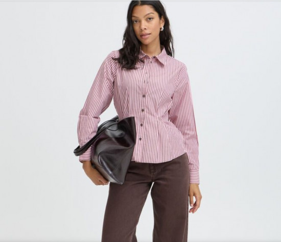 Chemise rayée rose et grise femme
