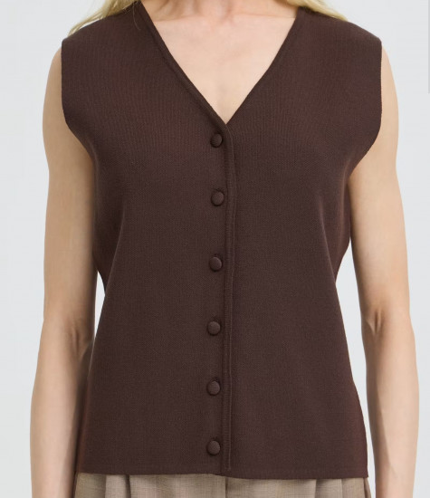 Gilet en maille chocolat femme
