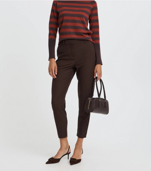 Pantalon classique chocolat femme