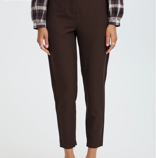 Pantalon classique chocolat femme