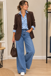 Blazer marron cintré femme
