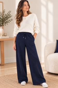 Pantalon large molletonné femme