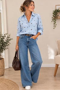 Chemise imprimée droite femme