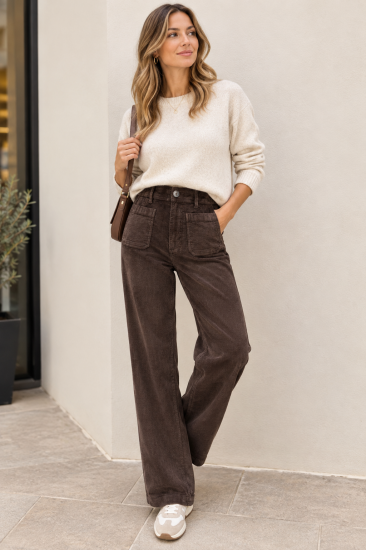 Pantalon en velours chocolat femme
