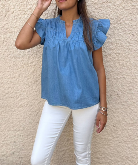 Blouse sans manche denim femme