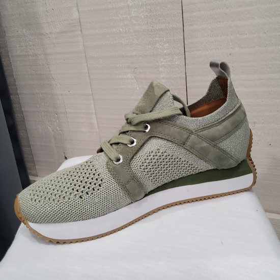 Baskets kaki lacets femme