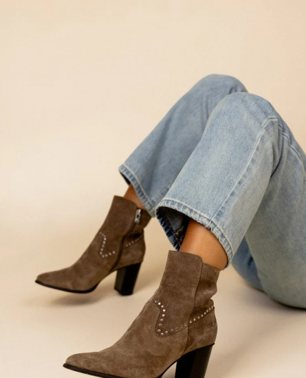 Bottines nubuck taupe femme