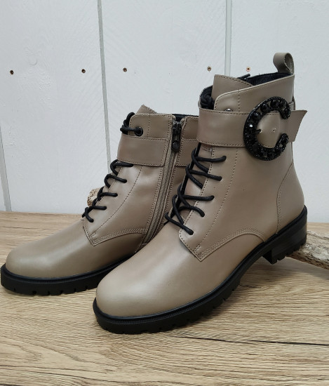 Bottines à lacets taupe femme