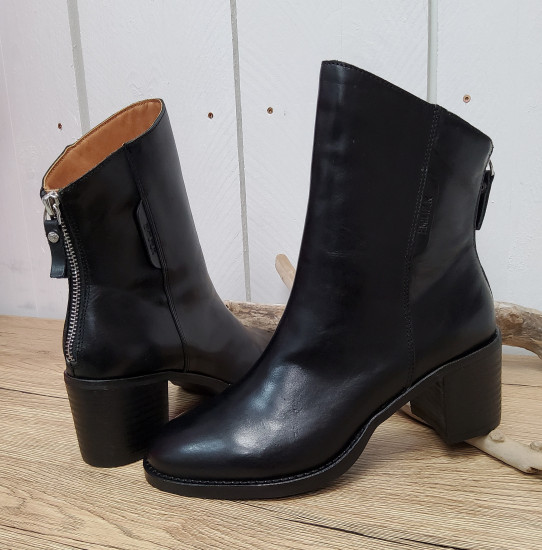 Bottines noir en cuire femme