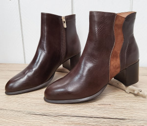 Bottines en cuir marron femme