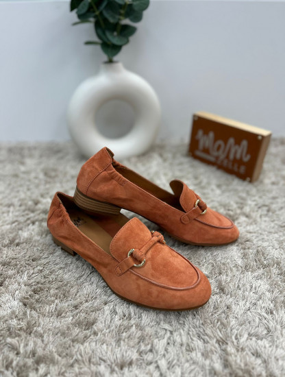 Mocassins daim terracotta femme