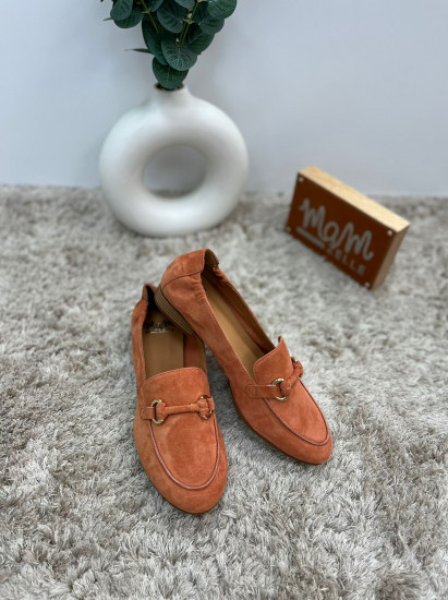 Mocassins daim terracotta femme