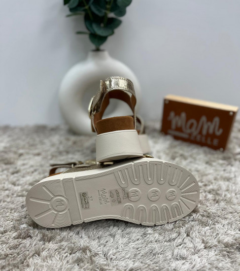 Nu-pieds dorés plateforme femme