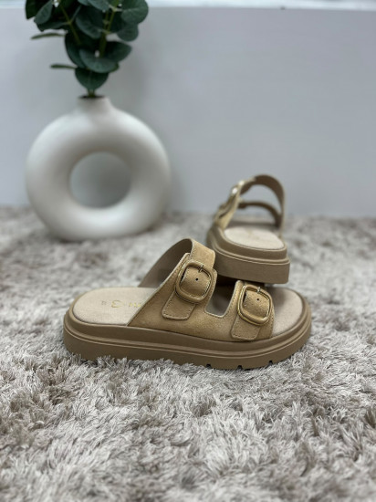 Claquettes beige femme