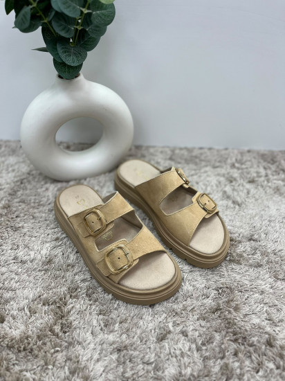 Claquettes beige femme