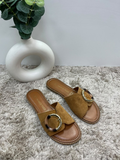 Claquettes cognac femme