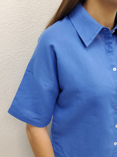 Chemise courte bleue femme
