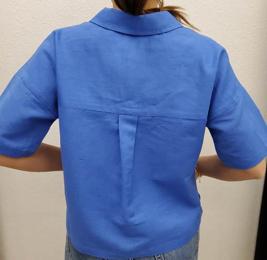 Chemise courte bleue femme