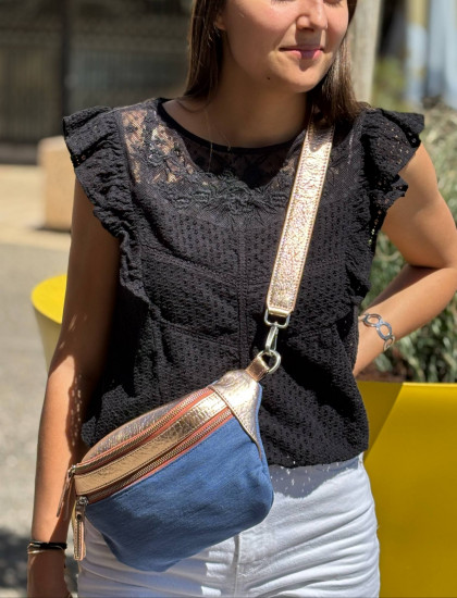 Sac banane cuir bimatière