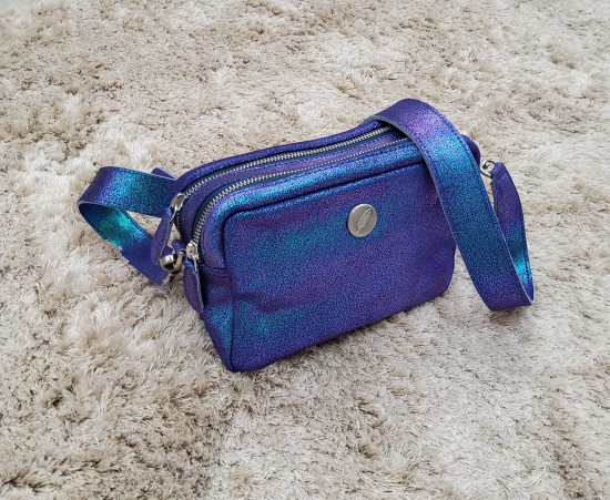Sac cuir bandoulière irisé bleu