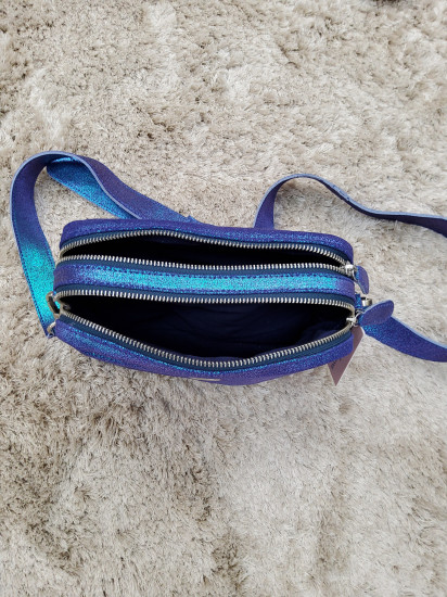 Sac cuir bandoulière irisé bleu
