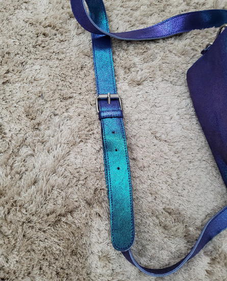 Sac cuir bandoulière irisé bleu
