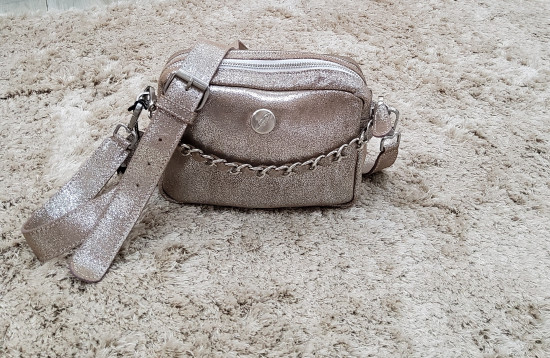 Sac cuir bandoulière irisé gris