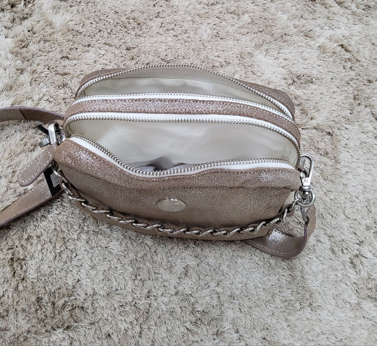 Sac cuir bandoulière irisé gris