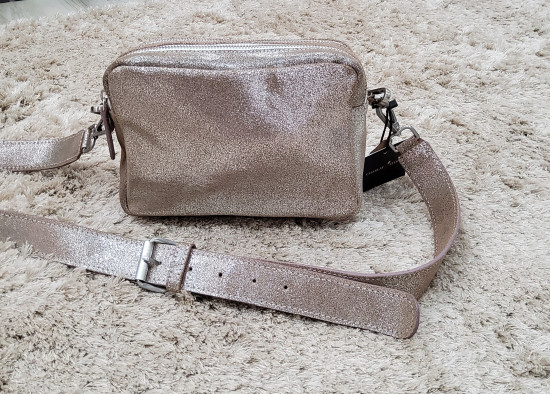 Sac cuir bandoulière irisé gris
