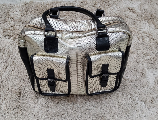 Grand sac en cuir noir/doré